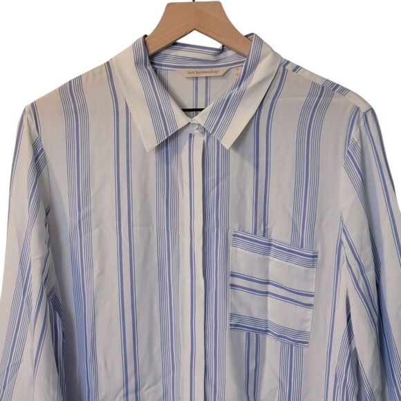 Soft Surroundings Ladson Blue and White Striped Tunic Top L - Picture 4 of 8